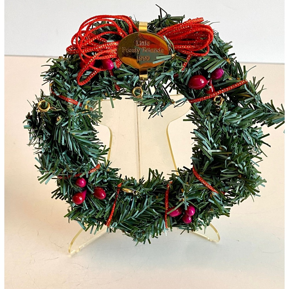 Hallmark 1990 Little Frosty Friends Memory Wreath Miniature Ornament Stand Box - Picture 4 of 10